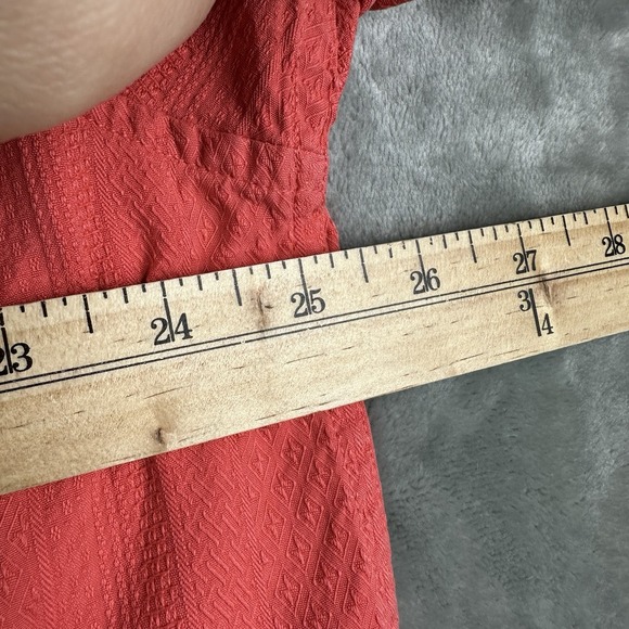 Claiborne Button Up Shirt Men's XL Coral Red Orange 100% Silk Jacquard Pattern - Picture 7 of 9